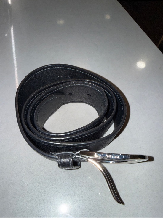 Prada Black Leather Belt with Silver O-Ring Buckle main image 8